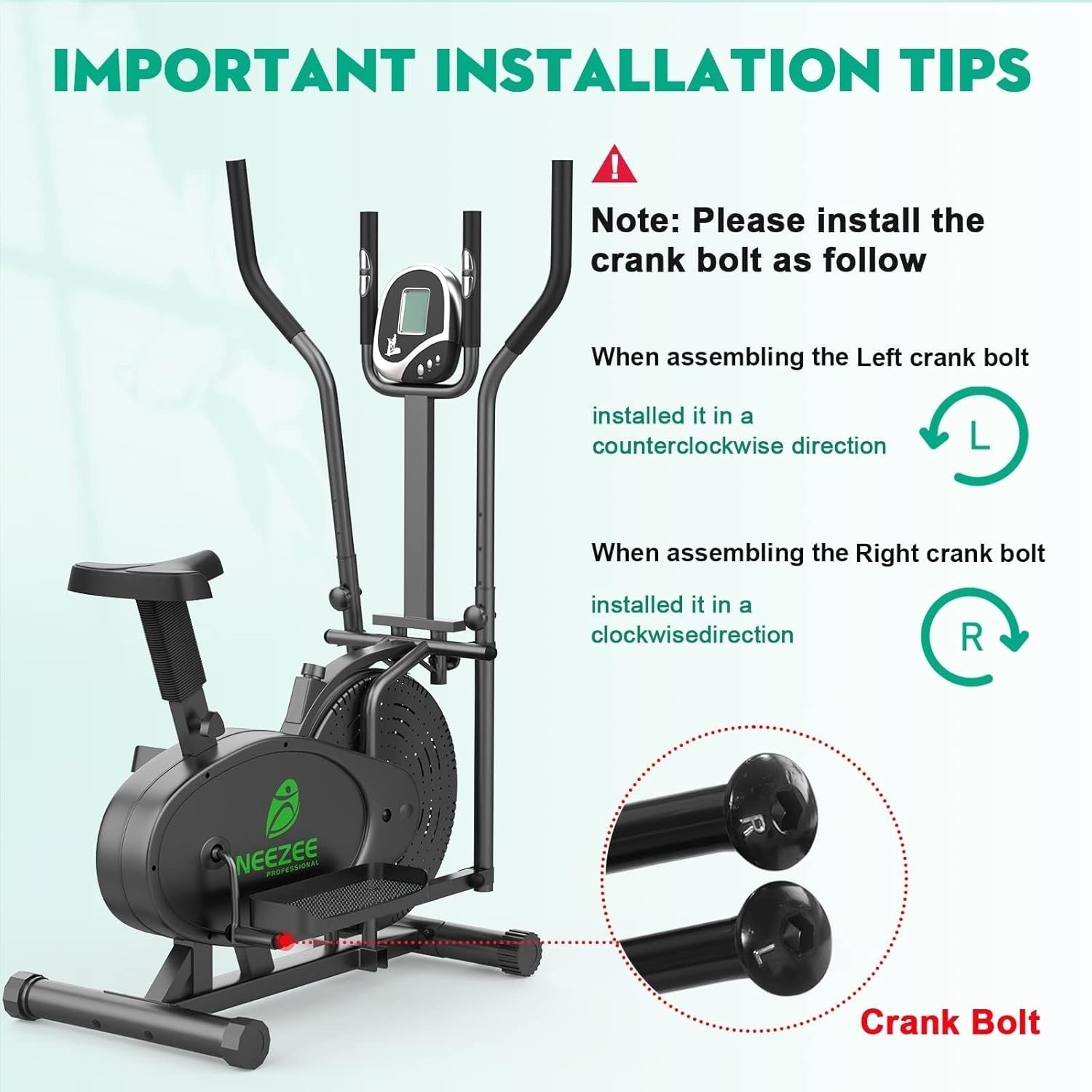 2-in-1 Elliptical Cross Trainer & Exercise Bike w/ LCD Monitor, Adjustable Res