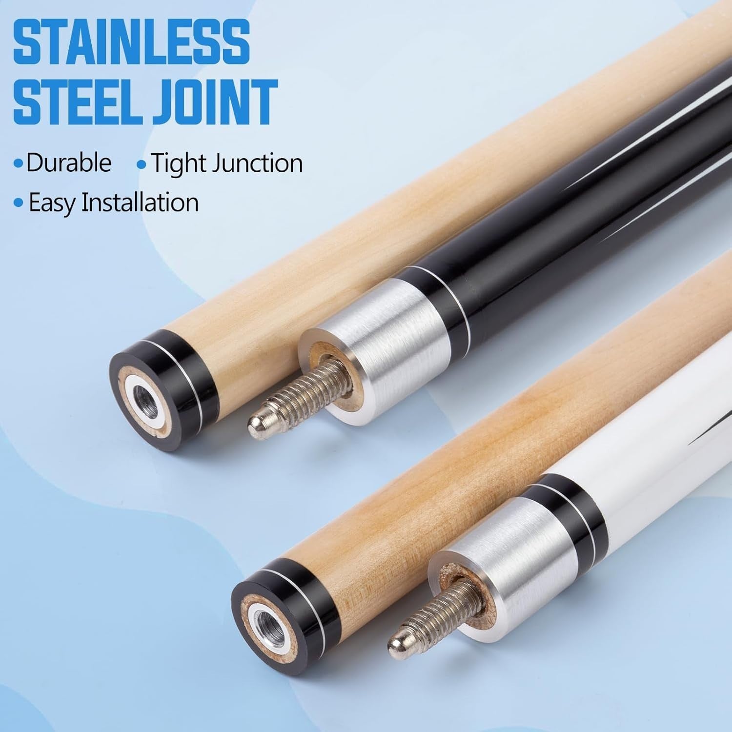 58" Pool Cue Set 19oz 20oz Maple Billiard Sticks 13mm Linen Wrap