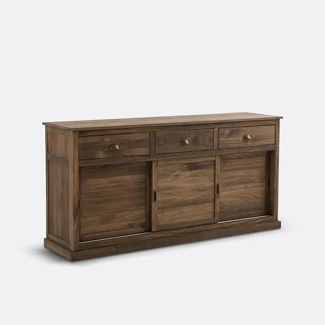 Solid Pine Triple Sideboard Unit with Drawers & Sliding Doors 172cm