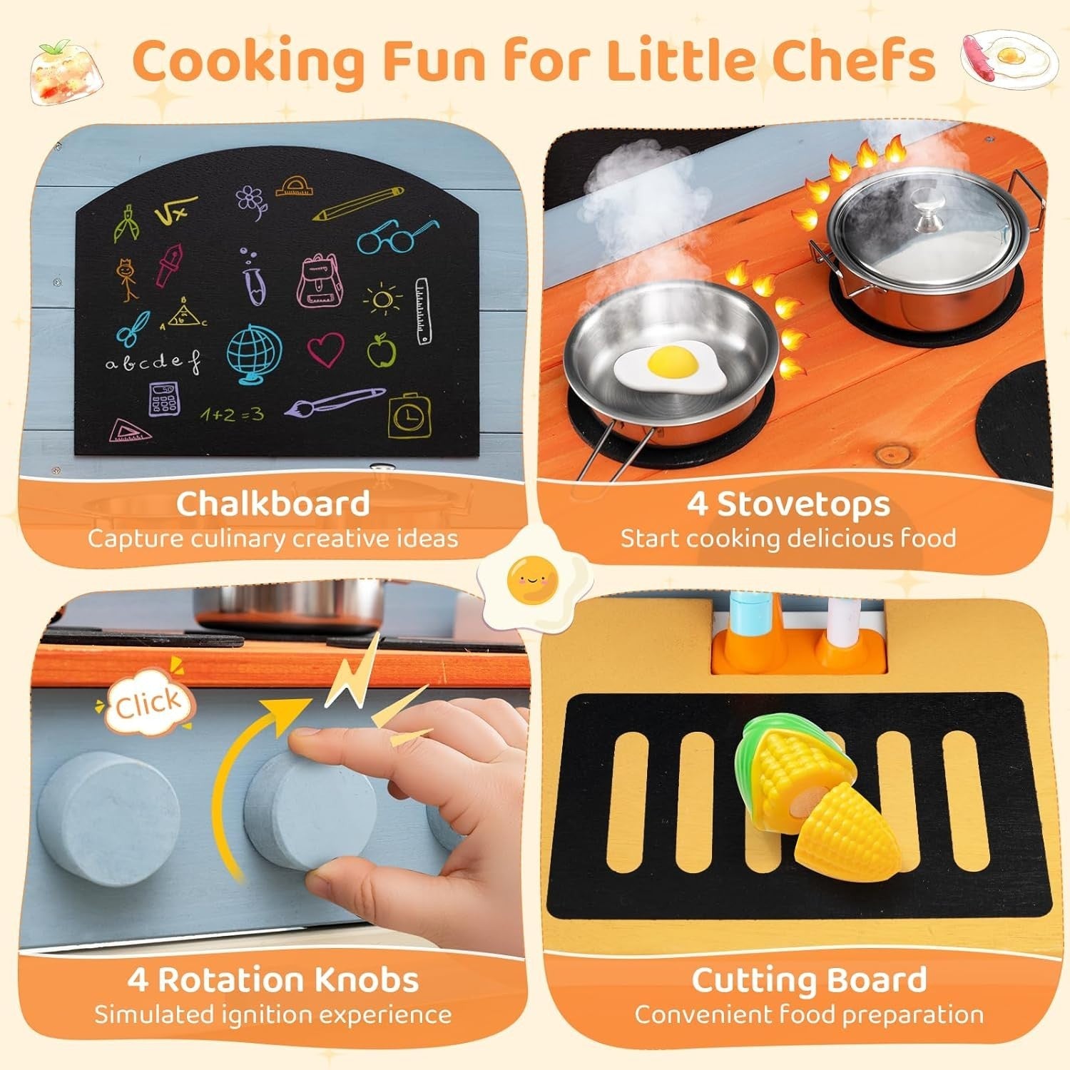 Outdoor Mud Kitchen Wooden Kids Playset Sink Chalkboard Toy Set