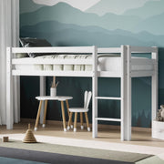 Flair White Mid Sleeper Cabin Bed for Kids with Storage, Compact Pine Frame
