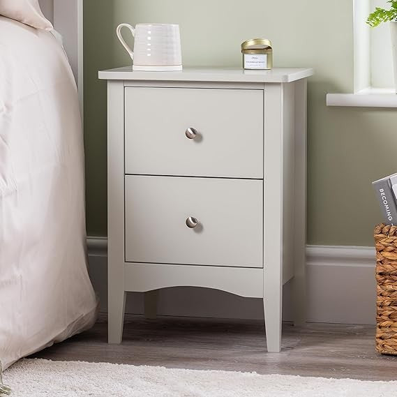 Natural 2 Drawer Bedside Table Modern MDF Nightstand | Smooth Glide Storage Unit