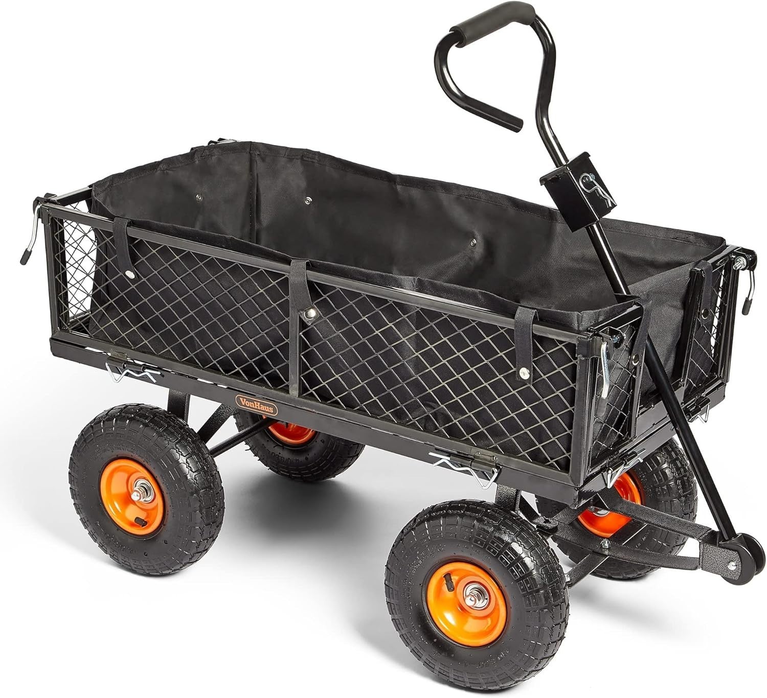 Heavy Duty Garden Cart Utility Wagon 350kg Load Steel Frame Mesh Sides Trolley