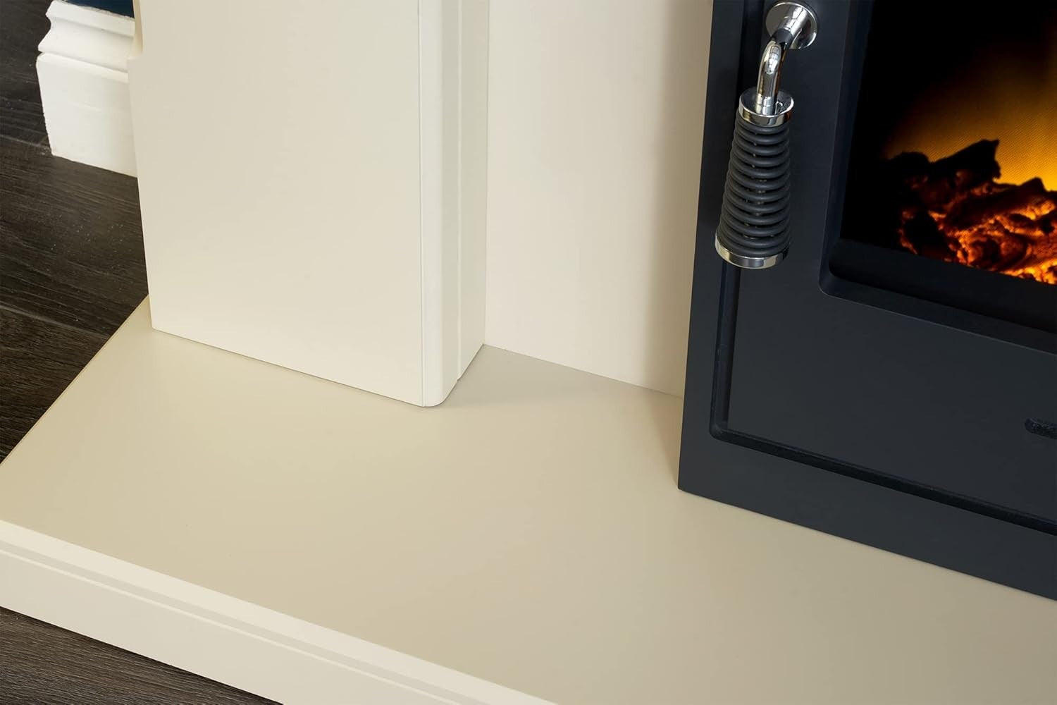 Stone Effect Electric Fireplace with Black Inset Stove & Remote Control