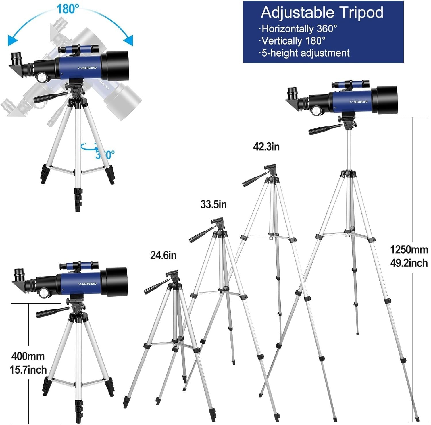 70 mm Aperture 400 mm Refractor Telescope for Kids and Adults