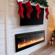 60” Wall Mounted Smart Electric Fireplace Alexa WiFi LED App Timer