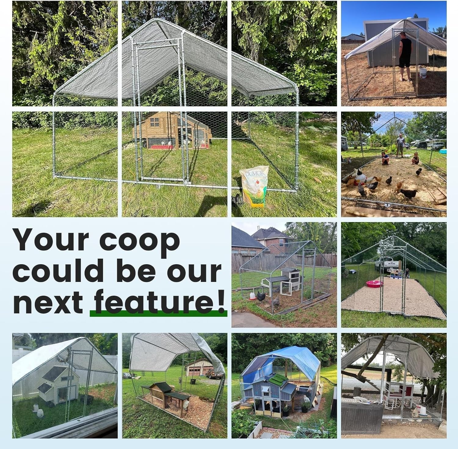 Large 9.8x6.5FT Walk In Metal Chicken Coop Run w Cover