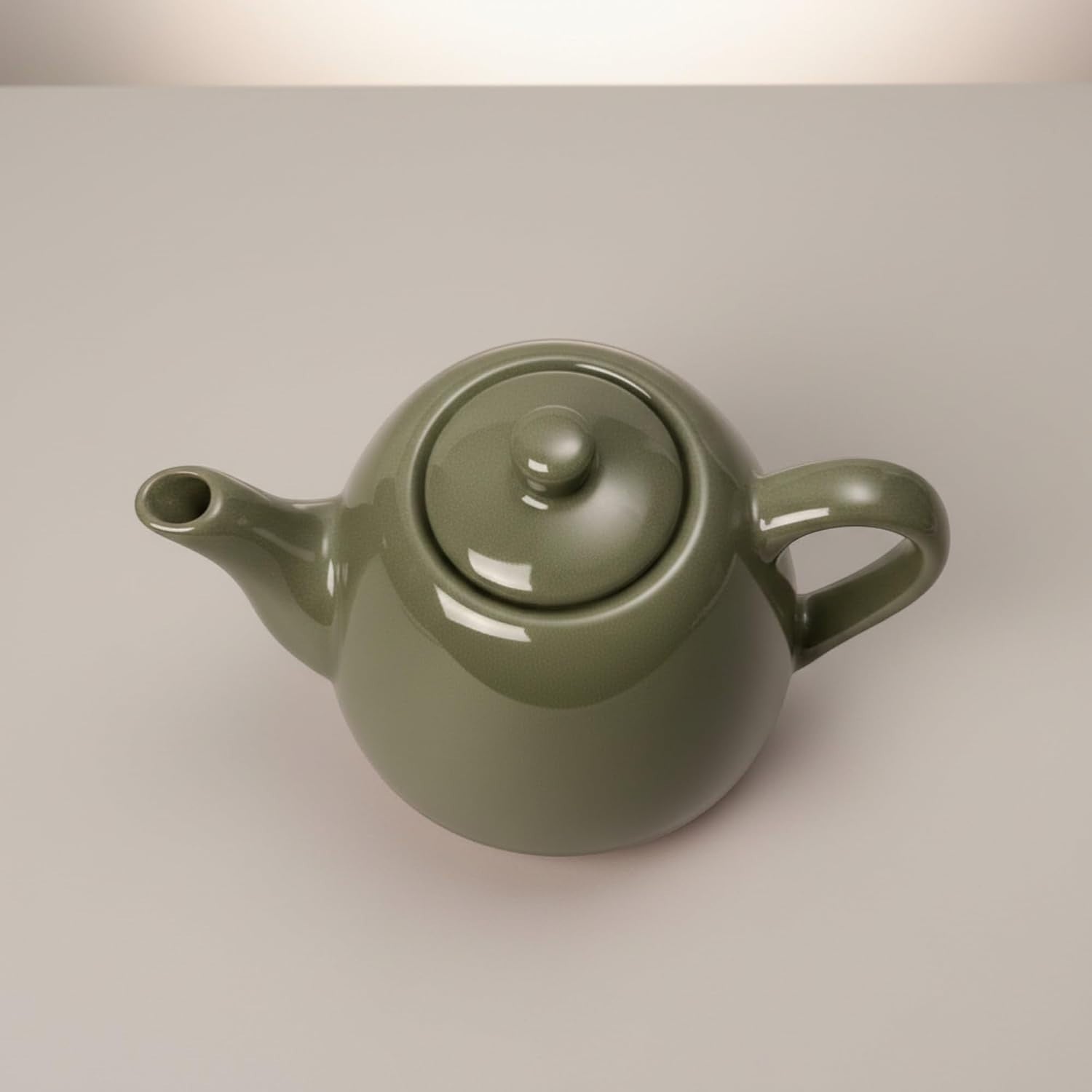 Terracotta Teapot 800ml Olive Green Glazed Rustic Tea Pot Ceramic
