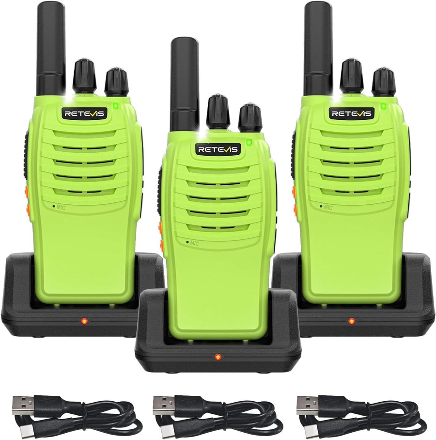 PMR446 Walkie Talkies 3 Pack Rechargeable VOX Type-C LED Alarm