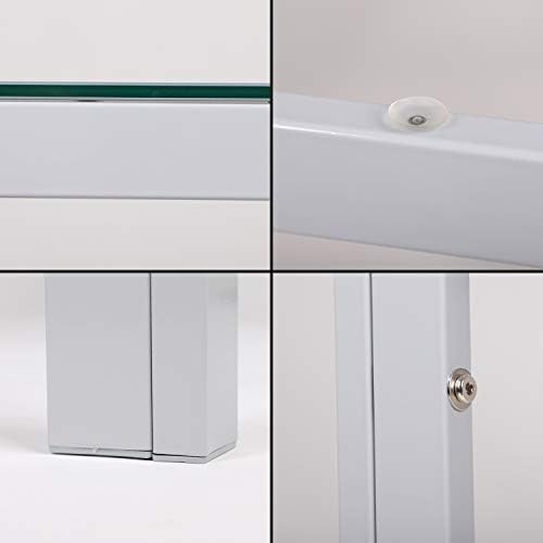 75cm Square Glass Dining Table Grey Tempered Metal Frame Kitchen Table
