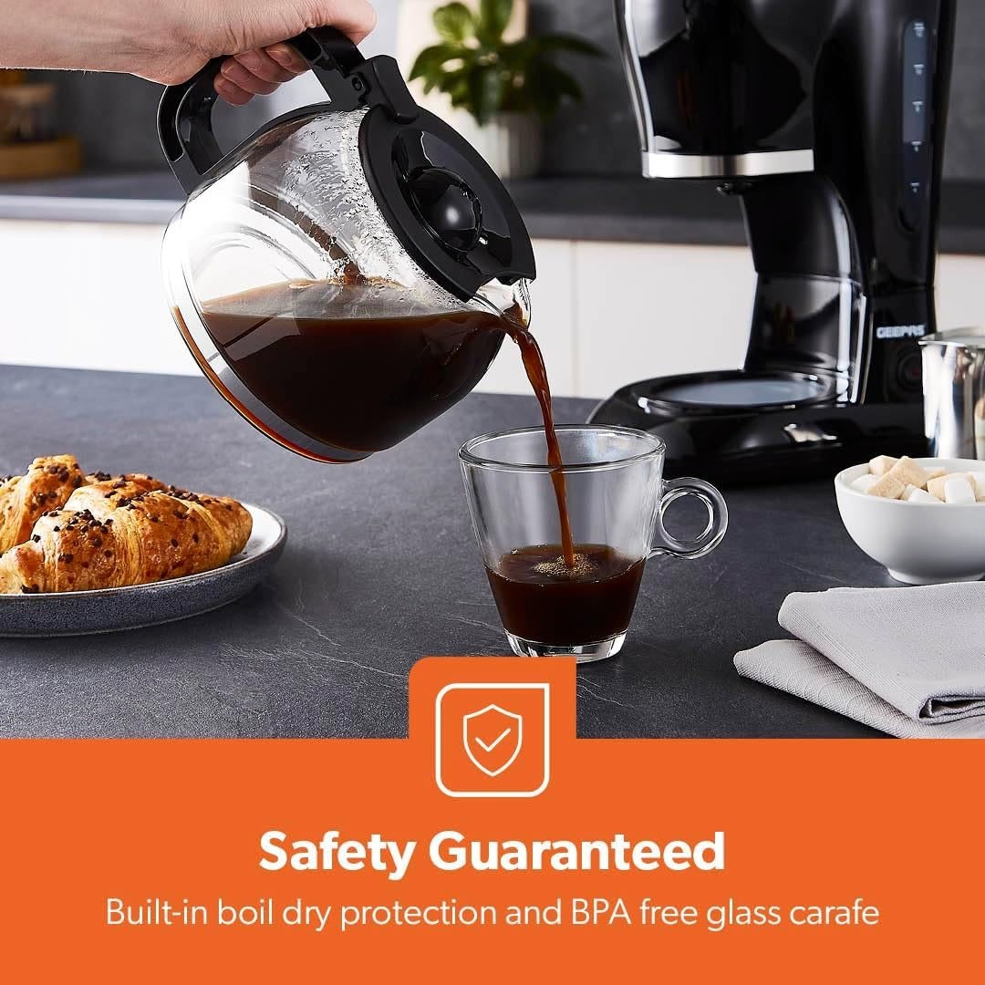 Coffee Maker Kettle Toaster Set | 1.5L Brew | 1.7L Jug | 4 Slice | Black