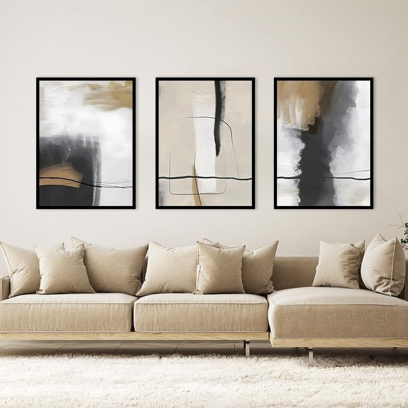 Geometric Abstract Poster Set 3pcs 60x90cm Plant Wall Art Decor