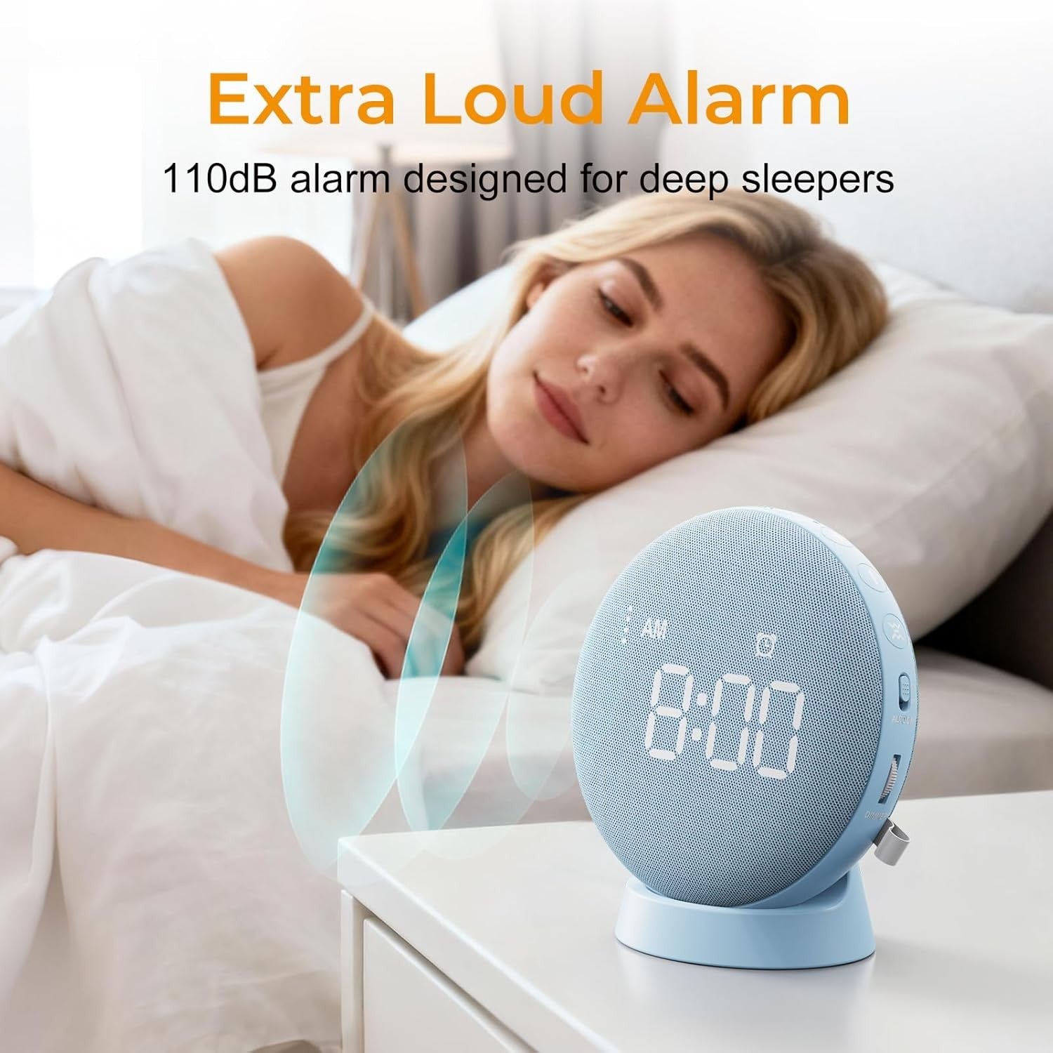 Vibrating Alarm Clock for Heavy Sleepers Bed Shaker Loud Digital Display