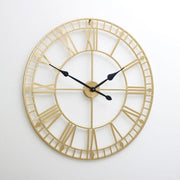 Large Gold Skeleton Wall Clock 80cm Vintage Roman Numerals Battery Powered