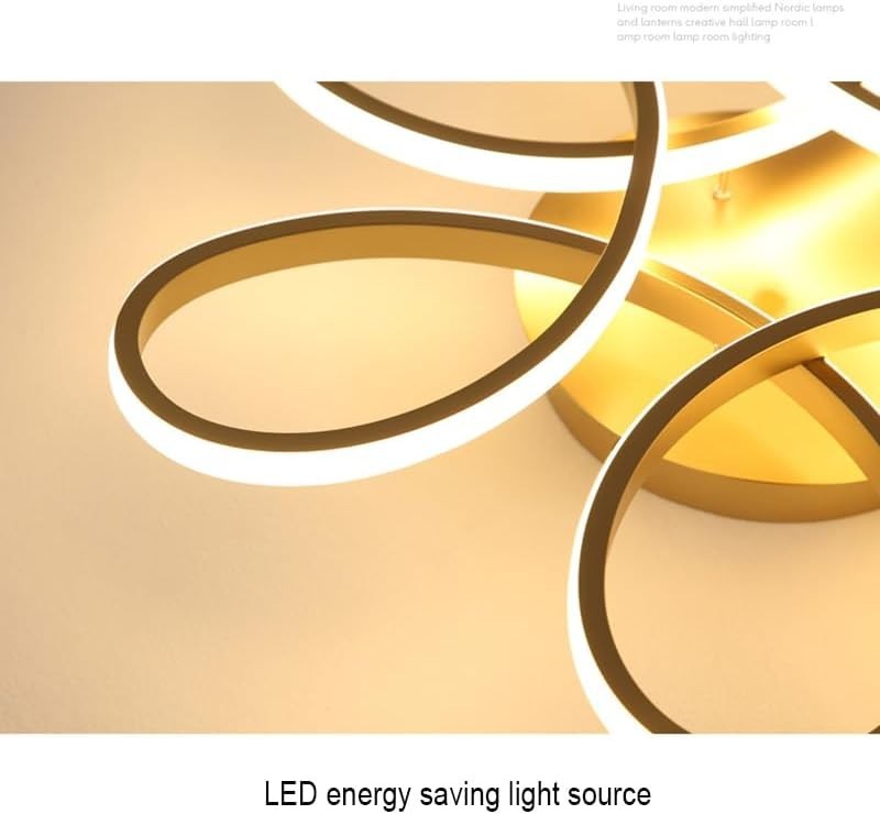 Warmiehomy 65W Modern LED Ceiling Light, Dimmable Lamp with Remote – Gold