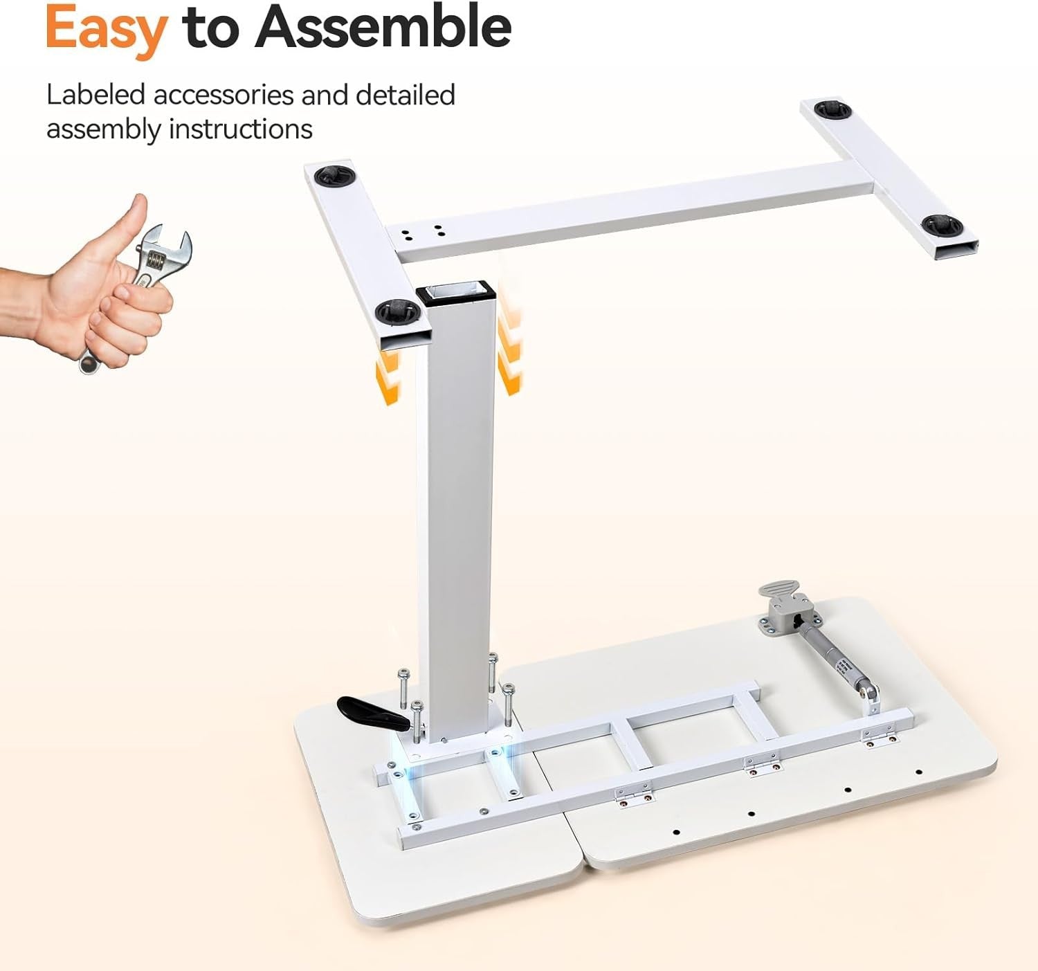 Overbed Standing Desk Adjustable Rolling Laptop Table Tilting Top White 80x40cm