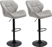 Velvet Grey Bar Stools Set of 2 – Adjustable Swivel Kitchen Chairs