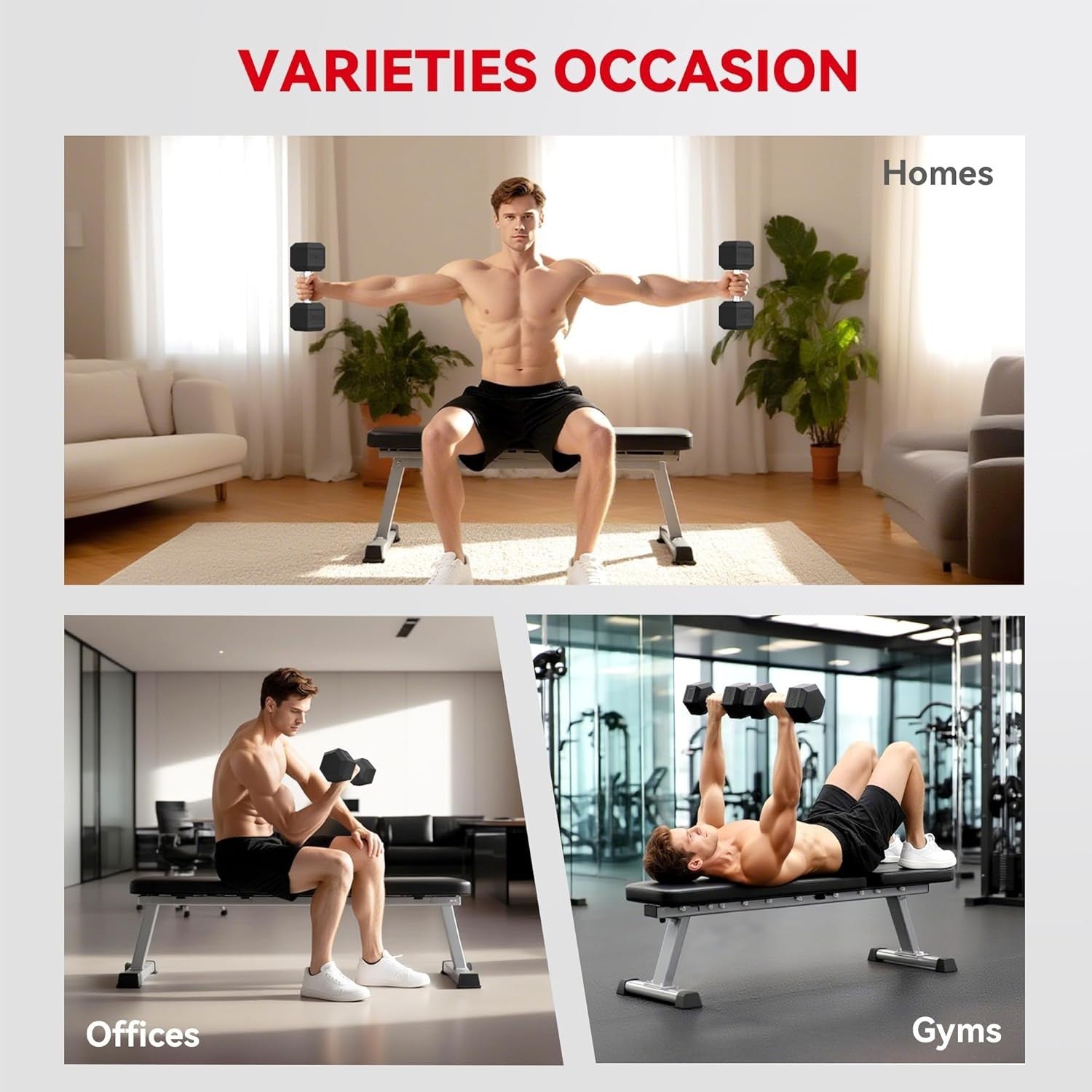 20kg Rubber Hex Dumbbell Single Anti Roll Steel Core Home Training