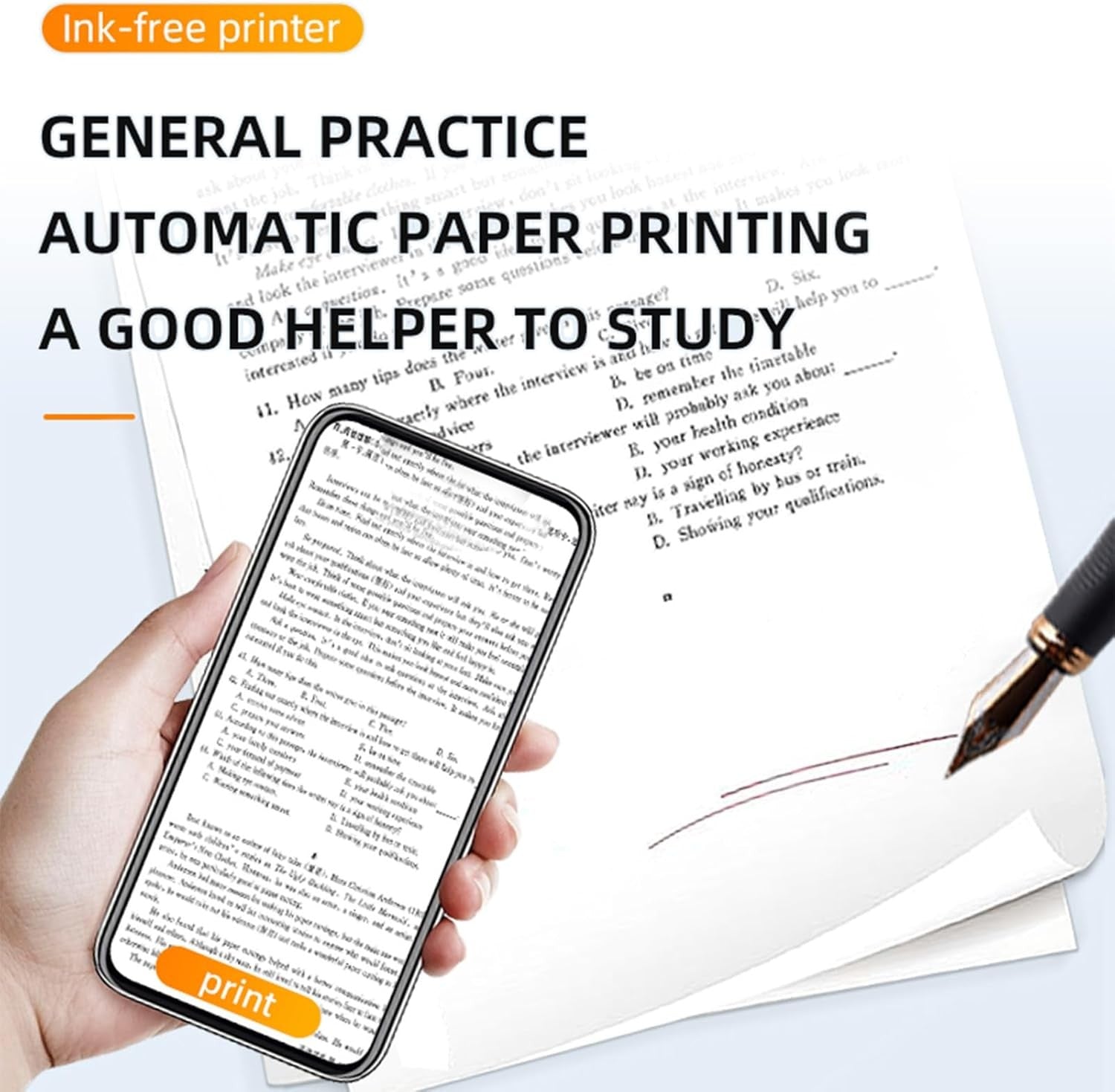 Portable Thermal Printer Wireless A4 Mobile Printer