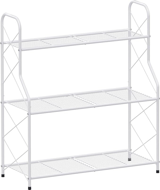 3 Tier Metal Plant Stand Indoor Outdoor Ladder Shelf Corner Display Rack White