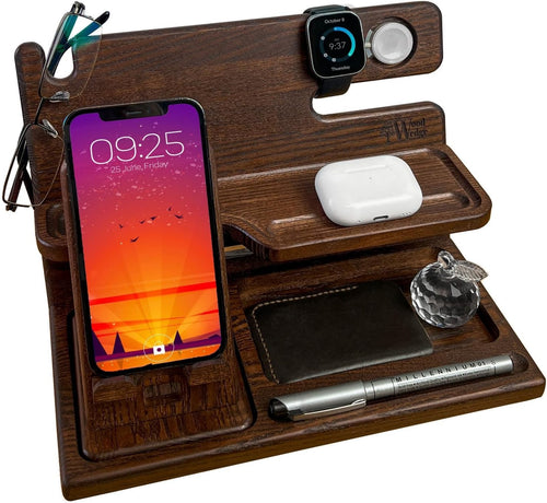 Handcrafted Wooden Docking Station 2-in-1 Desk & Bedside Organiser