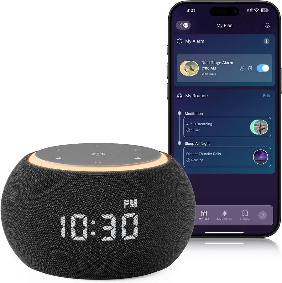 Dual-Stage Alarm Clock & 507 Sound White Noise Machine for Sleep