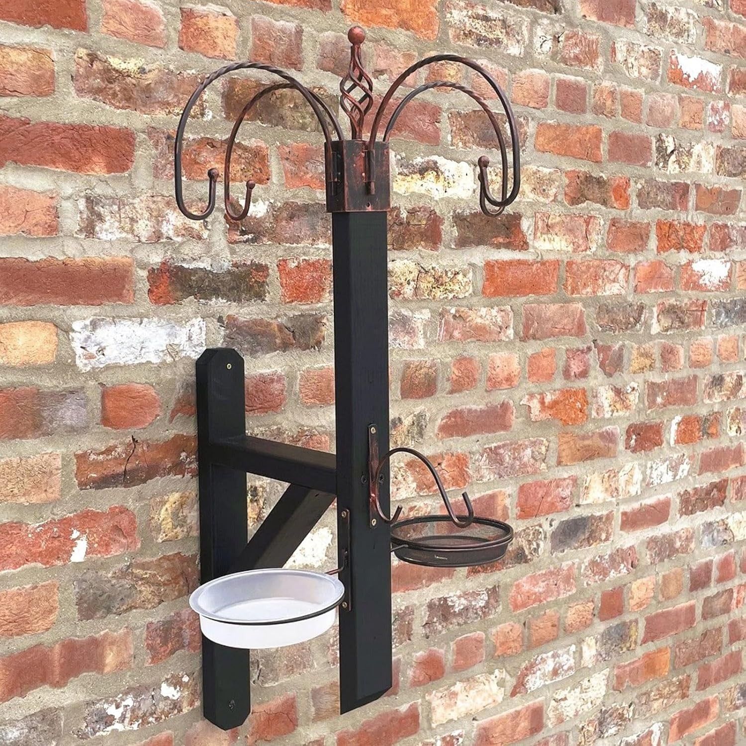 Wall Mounted Bird Feeding Station with Water Bath & Seed Trays Outdoor Garden