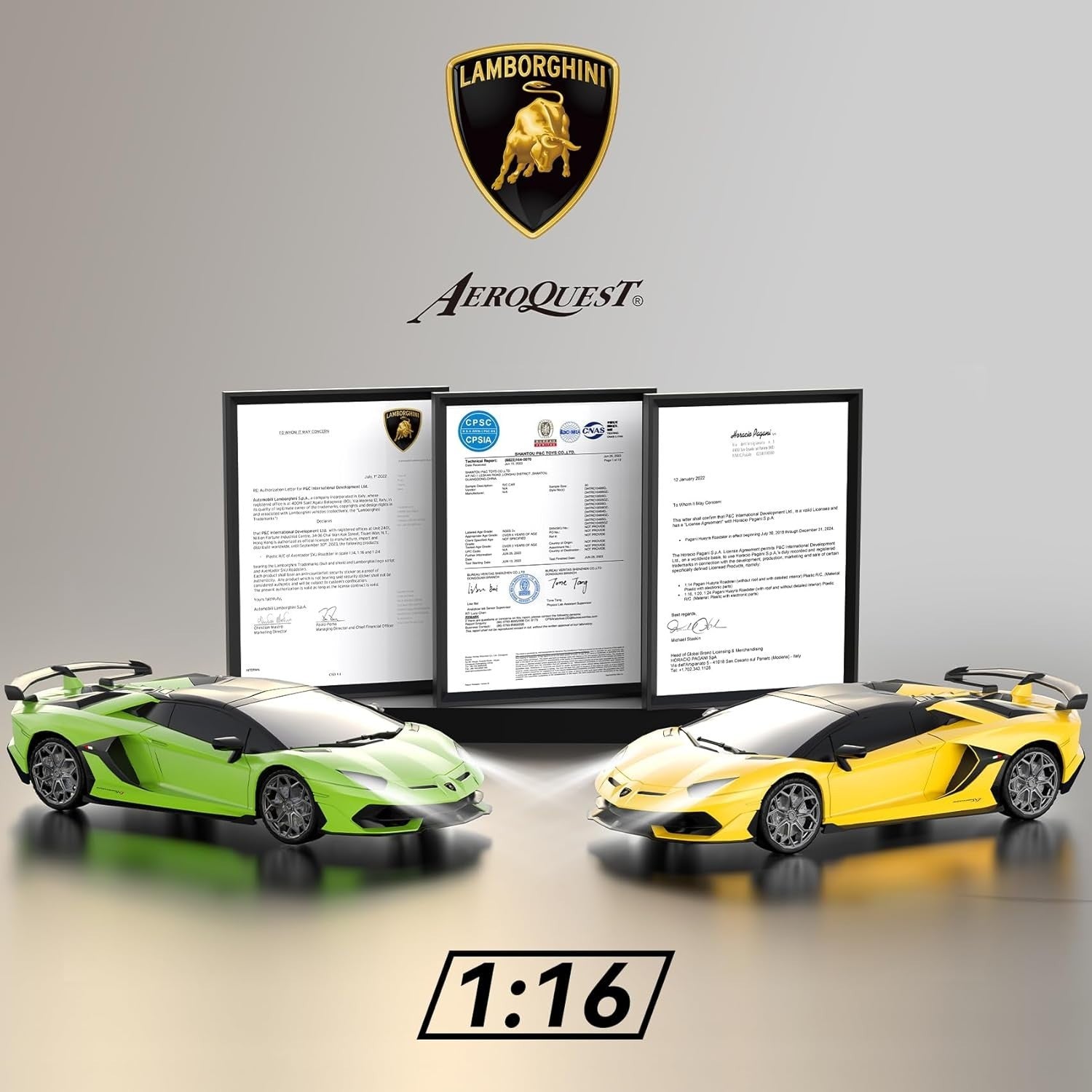 1:16 Scale Luxury RC Sports Car 2.4GHz Remote Control Toy 2 Batteries 50min Play