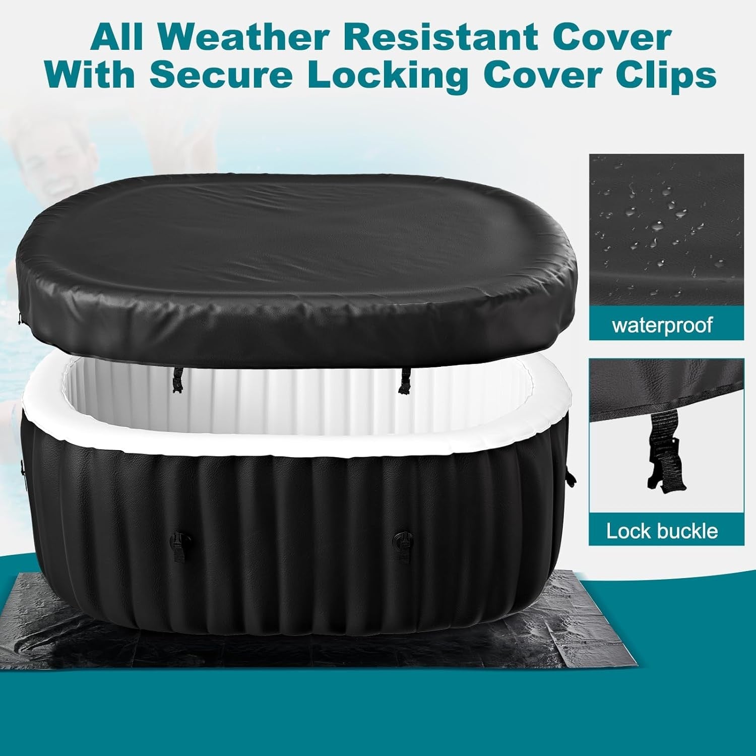 1–2 Person Inflatable Hot Tub Oval Spa 100 Air Jets Heated Portable