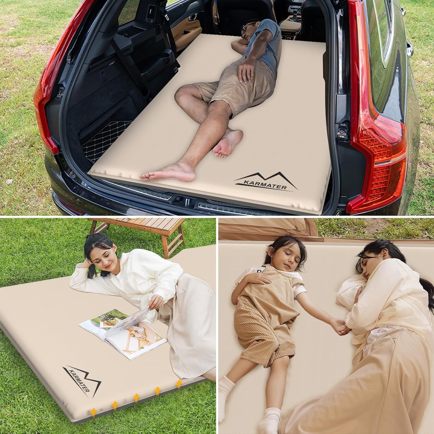SUV Air Mattress Car Bed Inflatable Camping Pad Memory Foam 2-Person
