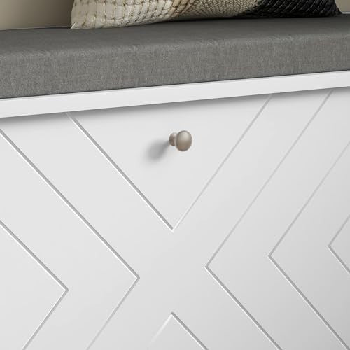 Entryway Shoe Bench with Cushion & Adjustable Shelf for Hallway Storage