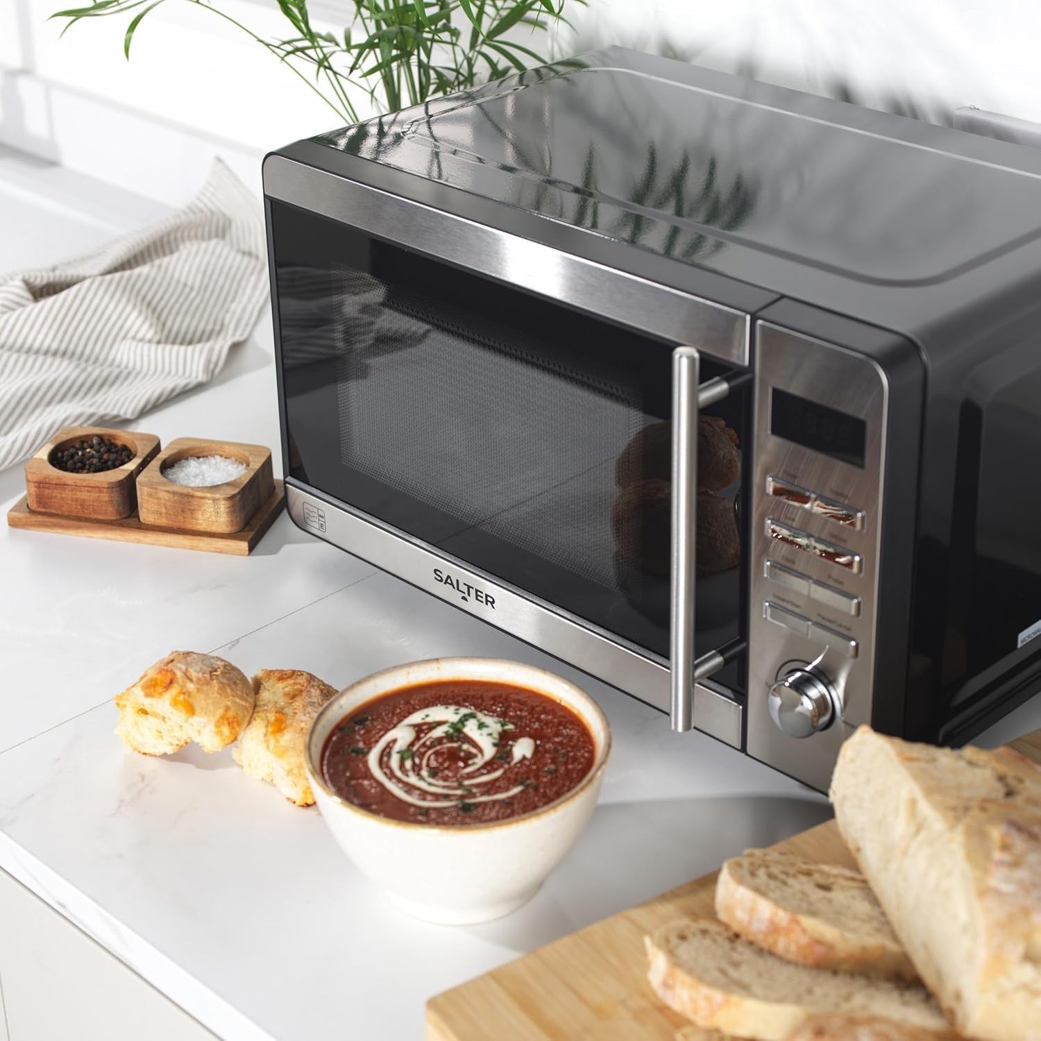 Salter EK5746 20L Digital Microwave 800W Stainless Steel, 60-Min Timer