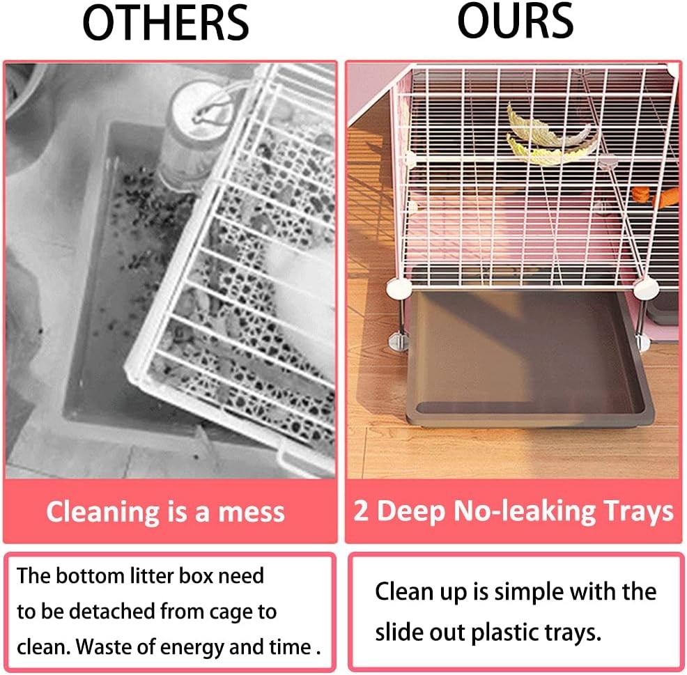 Indoor Rabbit Cage 2 Storey Small Animal Hutch Easy Clean Trays Urine Guard