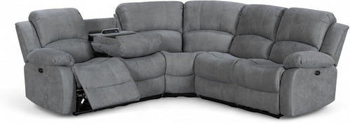 Electric Recliner 5-Seater L Shaped Corner Sofa with USB & Cupholders Dark Grey