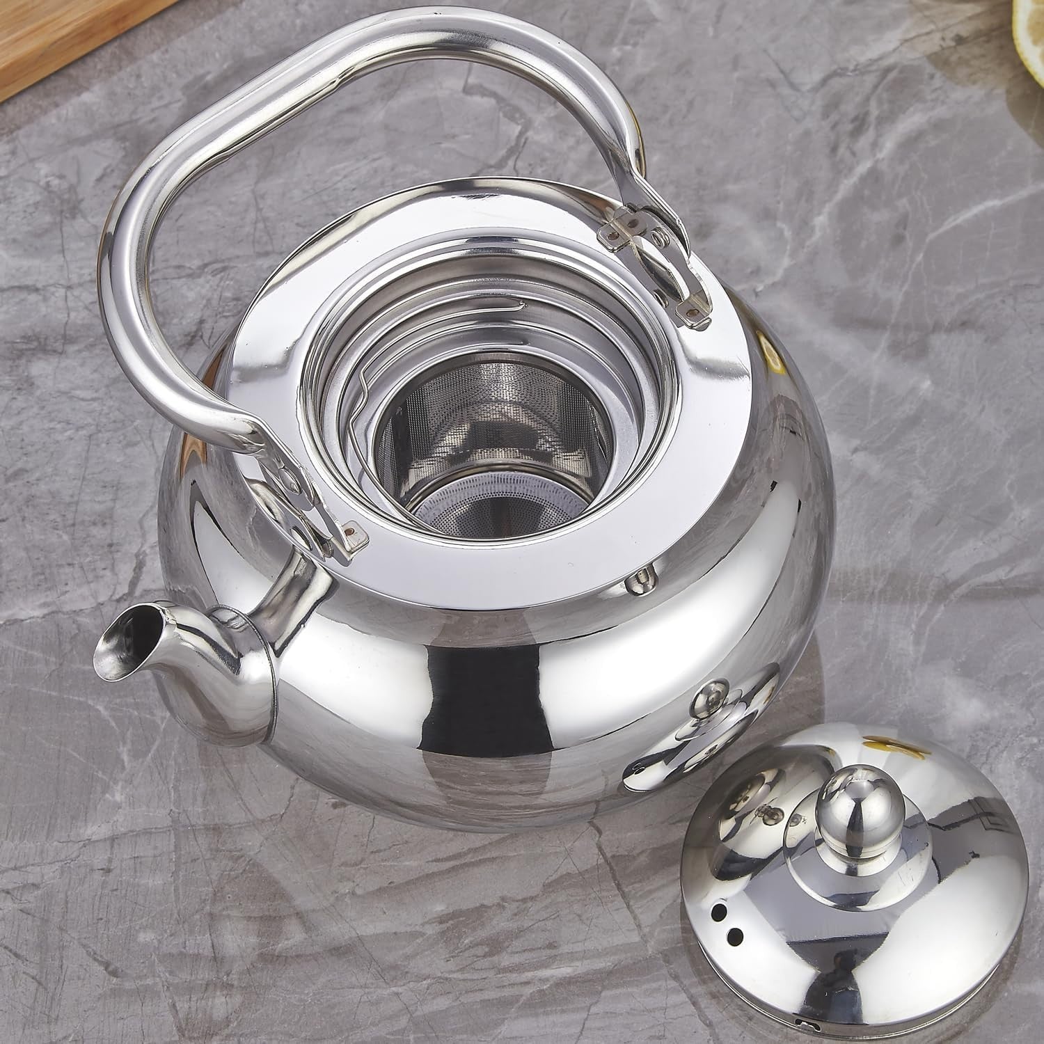 Stainless Steel Teapot 2000ml Tea Pot Infuser Induction Stovetop
