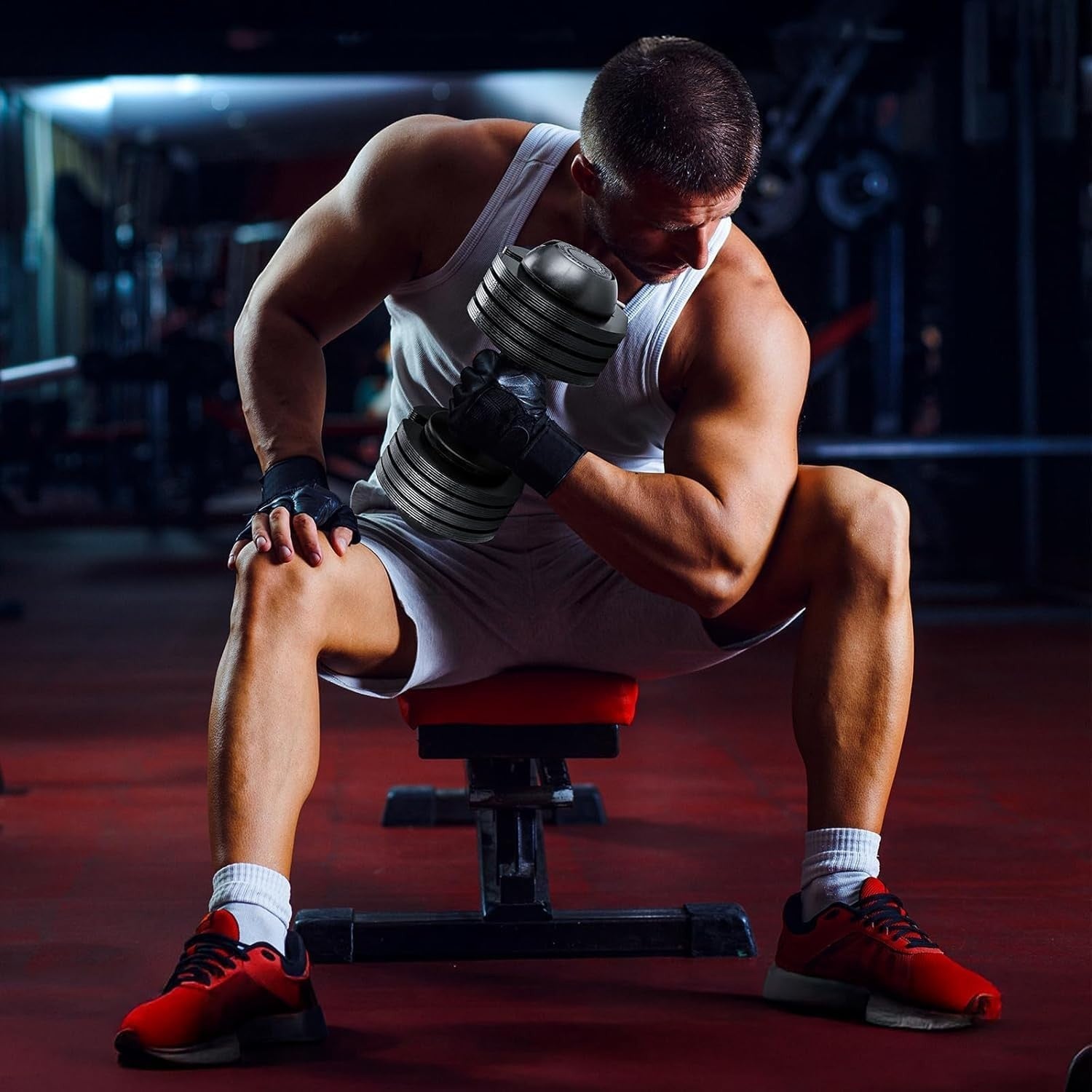 40kg Adjustable Dumbbell Set Pair 5-in-1 Quick Change Non-Slip Home Gym