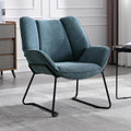 Blue Chenille Accent Tub Chair Metal Legs Armchair for Lounge Bedroom