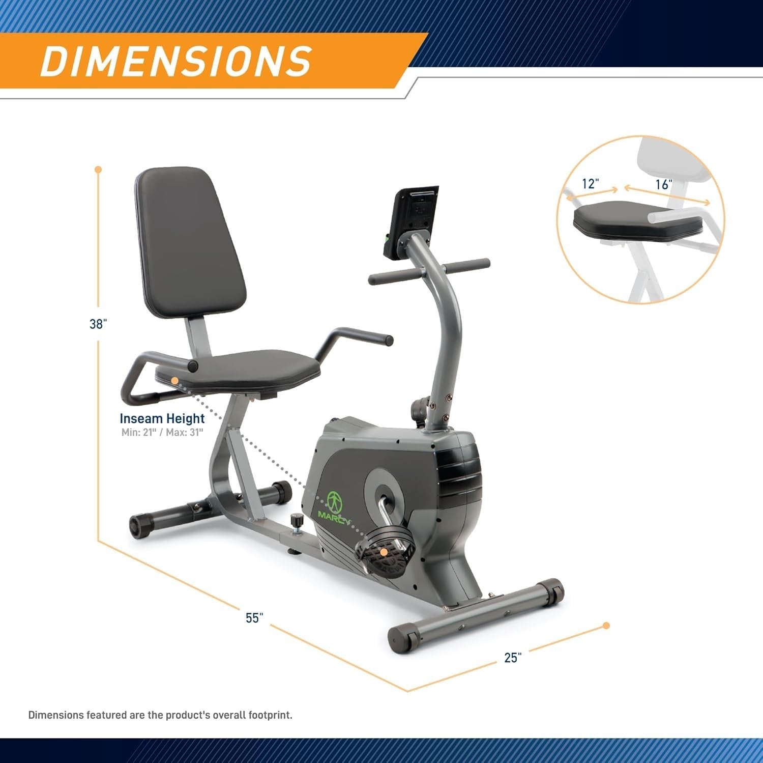 Recumbent Exercise Bike Magnetic LCD Quiet Dual Handles Adjustable Seat Home