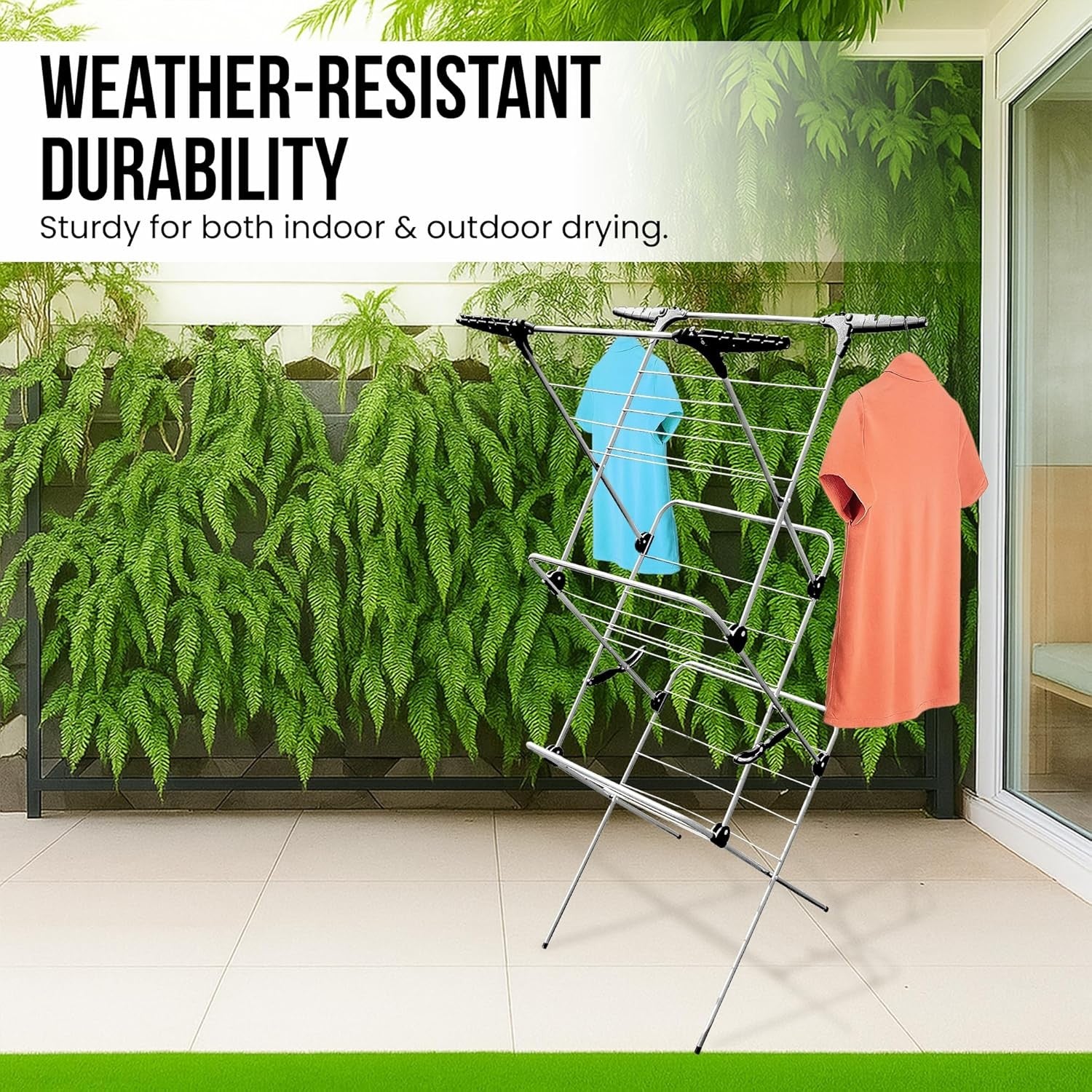 Large 3 Tier Clothes Airer Folding Laundry Drying Rack Heavy Duty Indoor