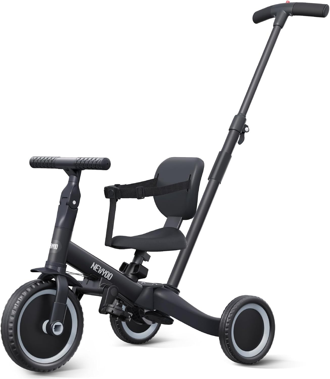 5 in 1 Toddler Tricycle Balance Bike Push Trike w Handle 1-3 Years Black