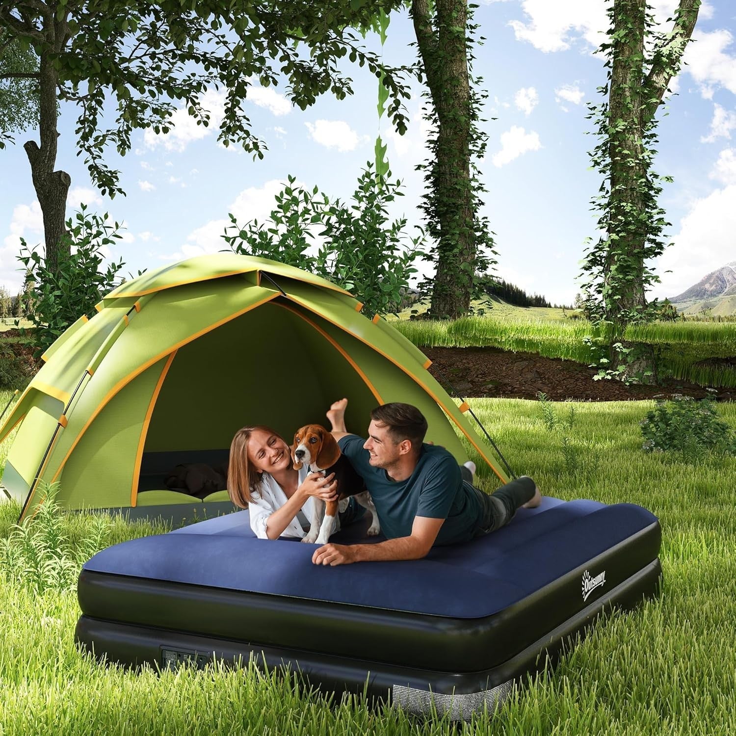 King Inflatable Air Mattress with Electric Pump & Built-in Pillow