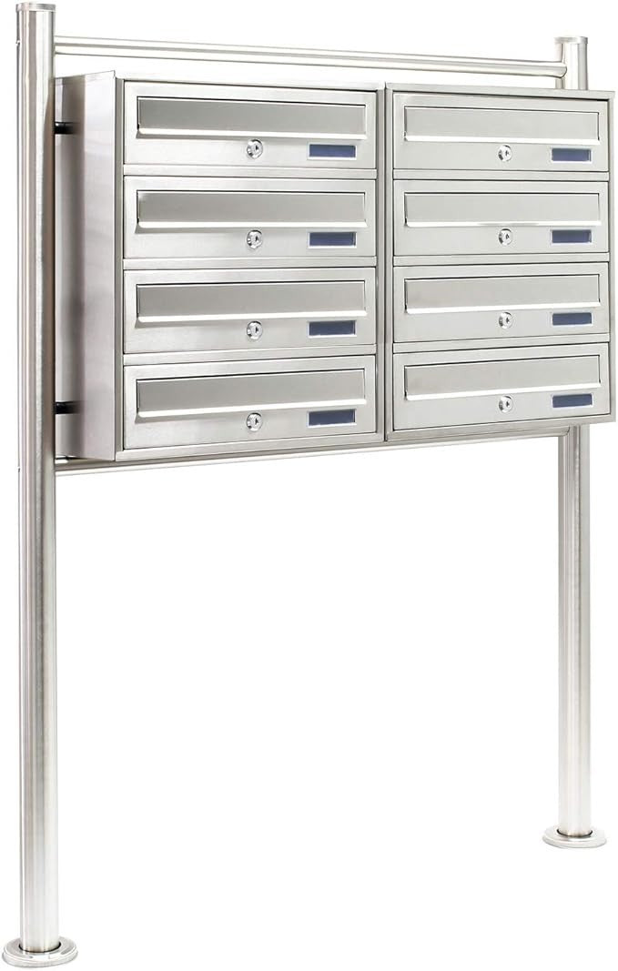 Outdoor Stainless Steel 6 Slot Letterbox System Secure Lockable Pedestal