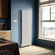 1800x590mm White Vertical Double Panel Oval Column Radiator Heater