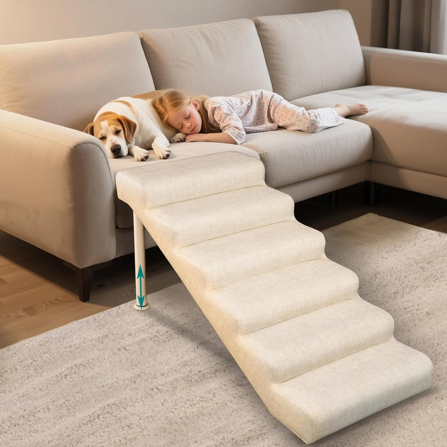 XL Adjustable Dog Stairs Multi-Level Ramp Pet Steps Bed Sofa