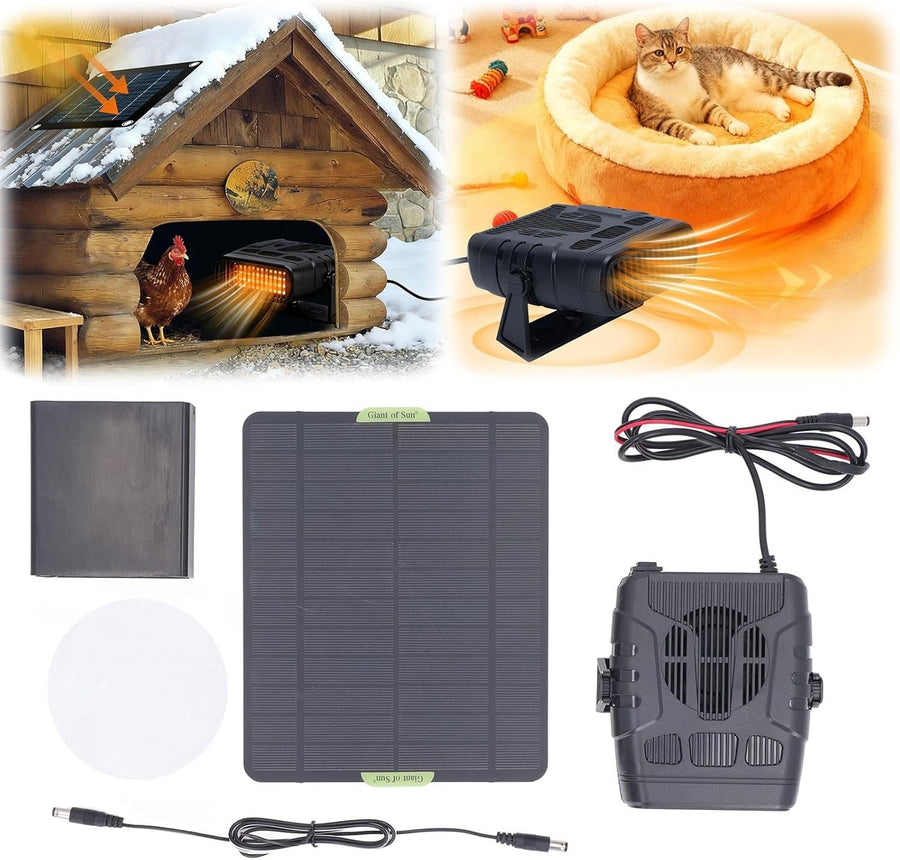 20W Solar Chicken Coop Heater Panel Kit Warm Air Blower