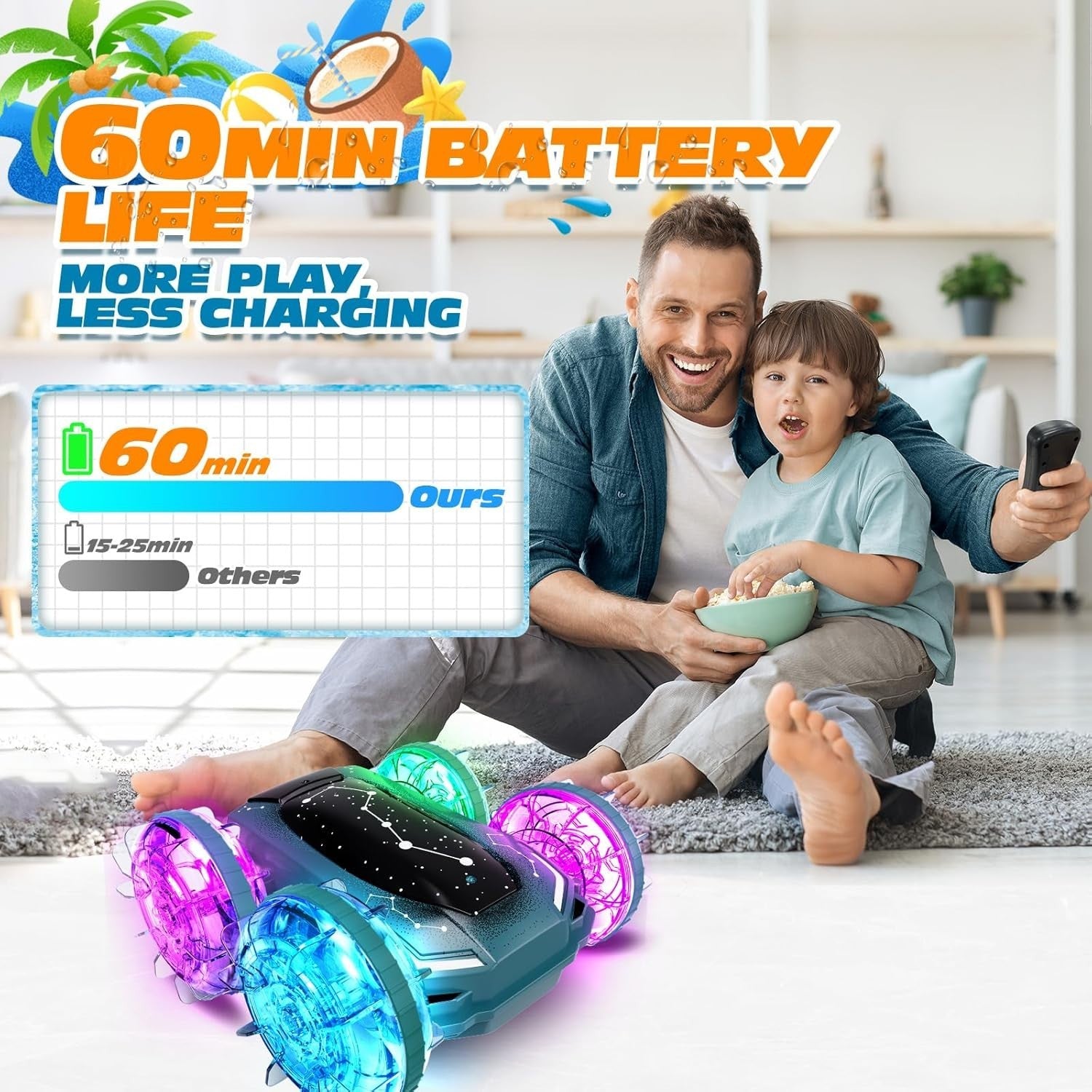 Amphibious 4WD Gesture RC Car Boat 60min Play Magnetic Charge Kids Gift