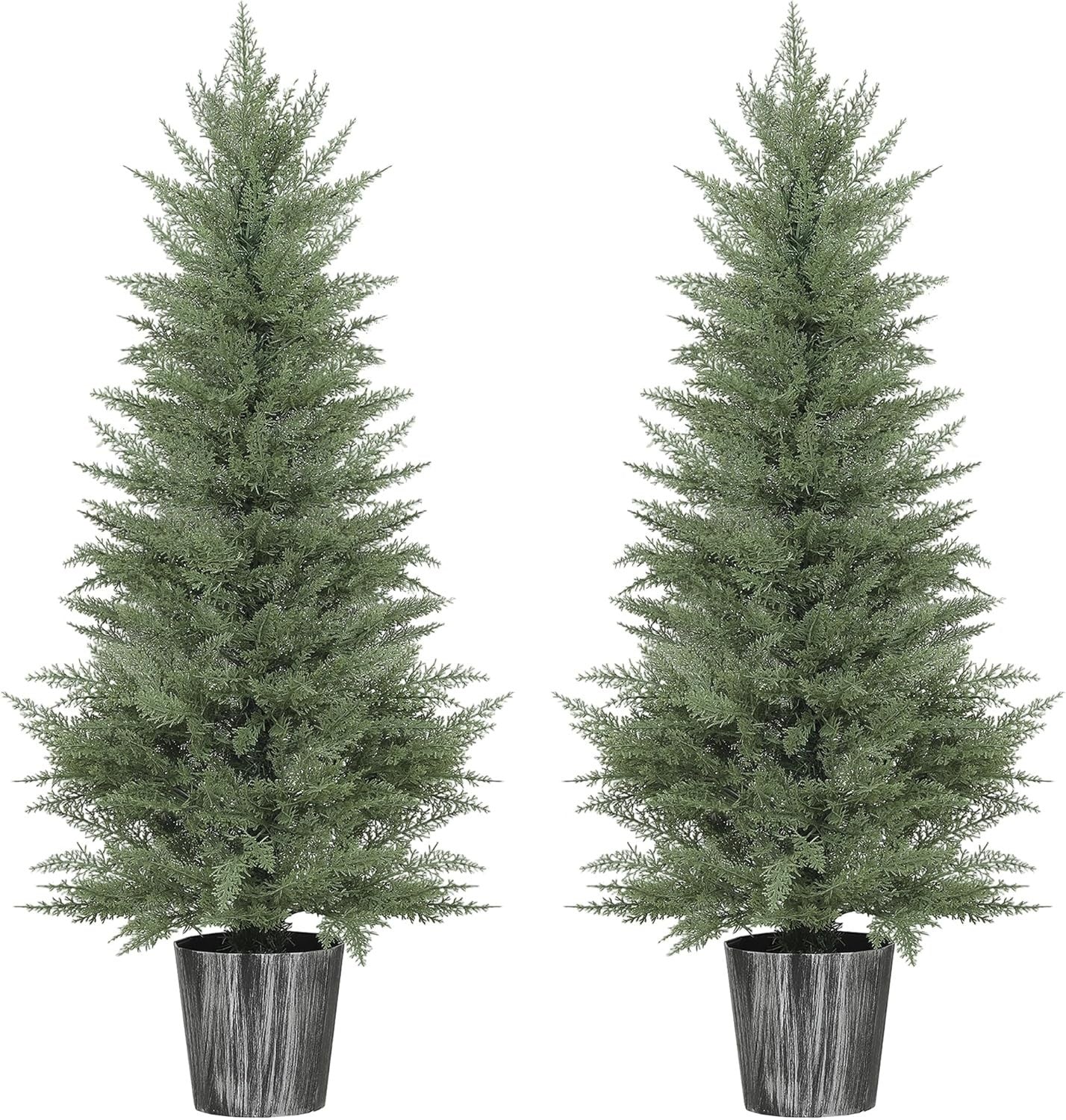 Set of 2 135cm Artificial Cypress Trees UV Resistant Faux Plants w/ Pots Decor