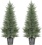 Set of 2 135cm Artificial Cypress Trees UV Resistant Faux Plants w/ Pots Decor