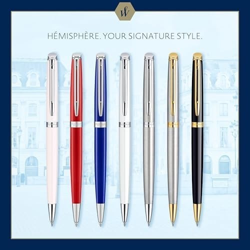 Luxury Ballpoint Pen – Gloss Black Barrel Chrome Trim, Medium Blue Ink