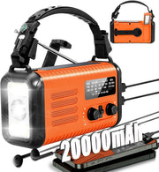Emergency Solar Hand Crank Radio 20000mAh AM/FM/NOAA Flashlight Orange
